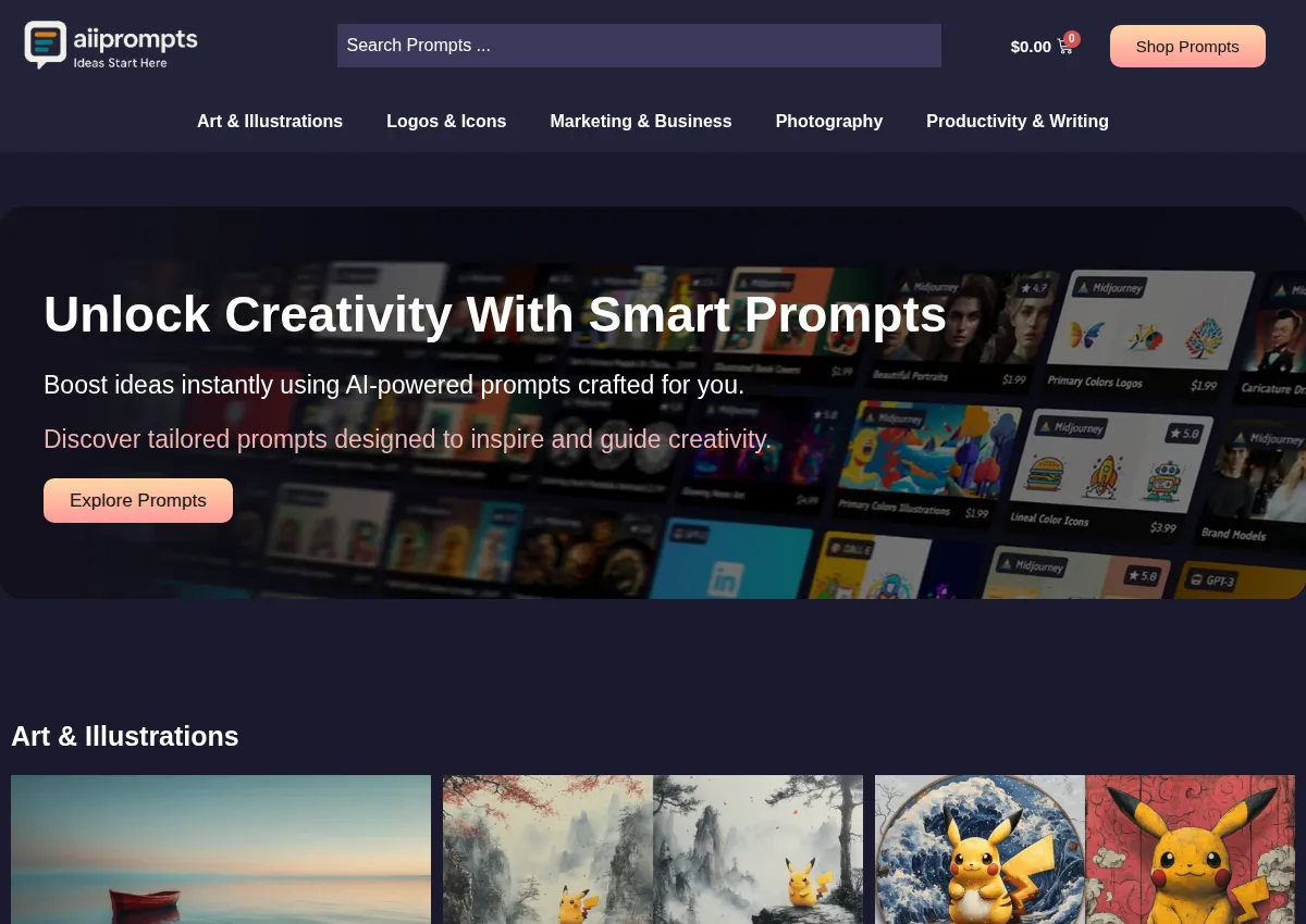 Store homepage
