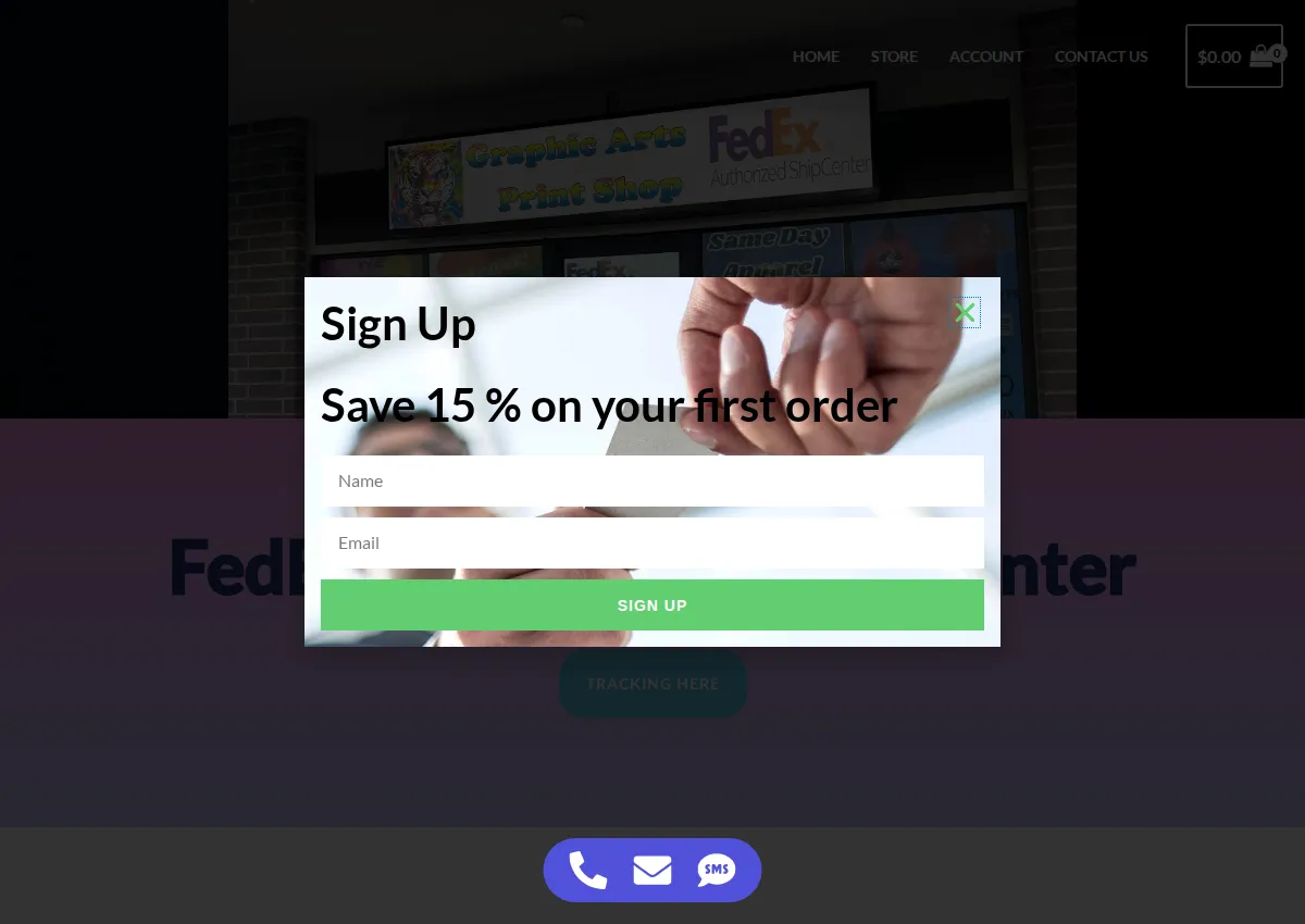 Store homepage