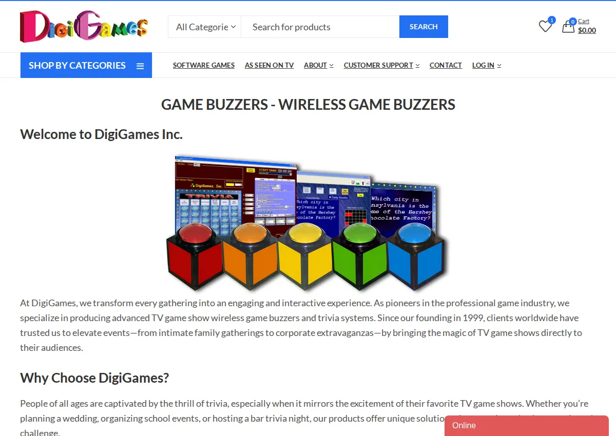 Store homepage