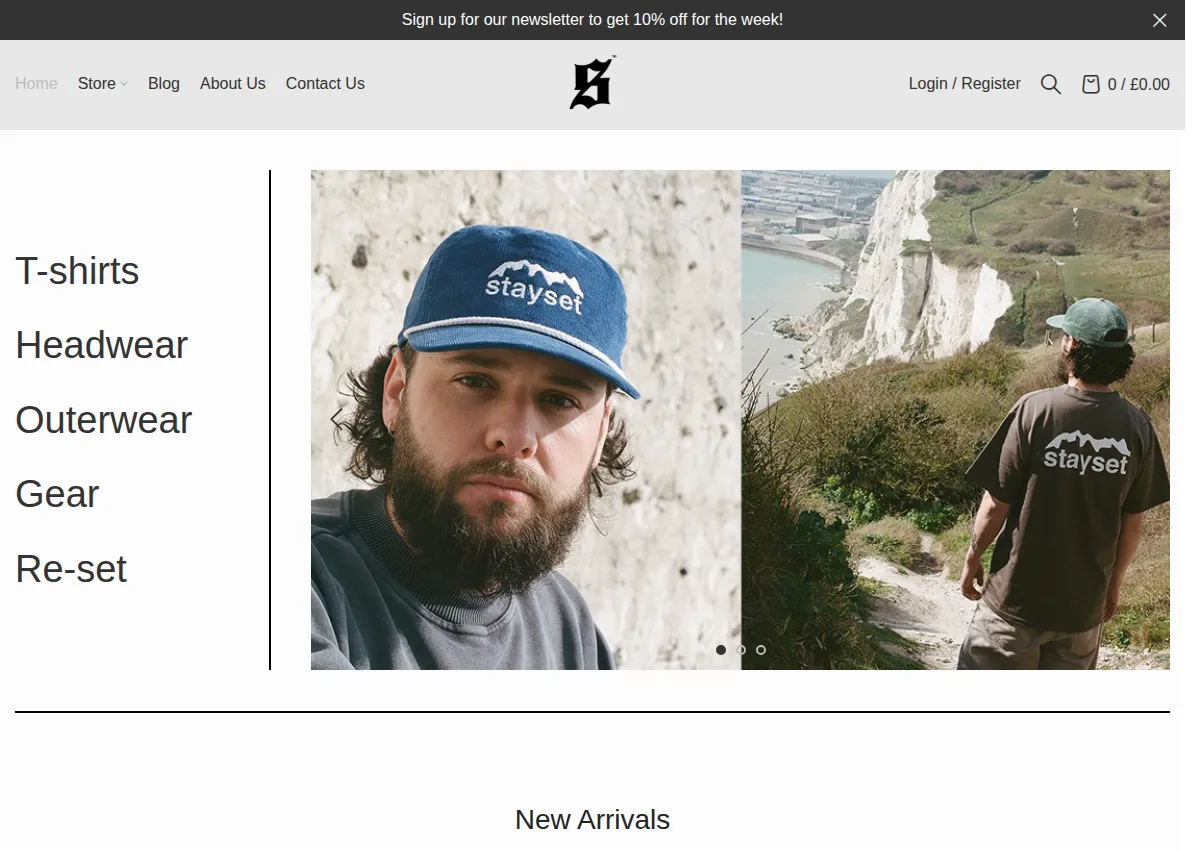 Store homepage