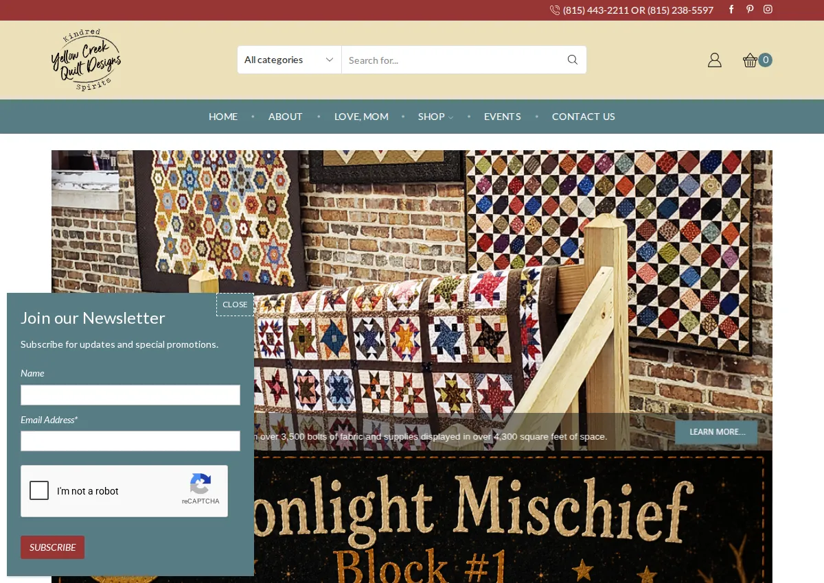 Store homepage