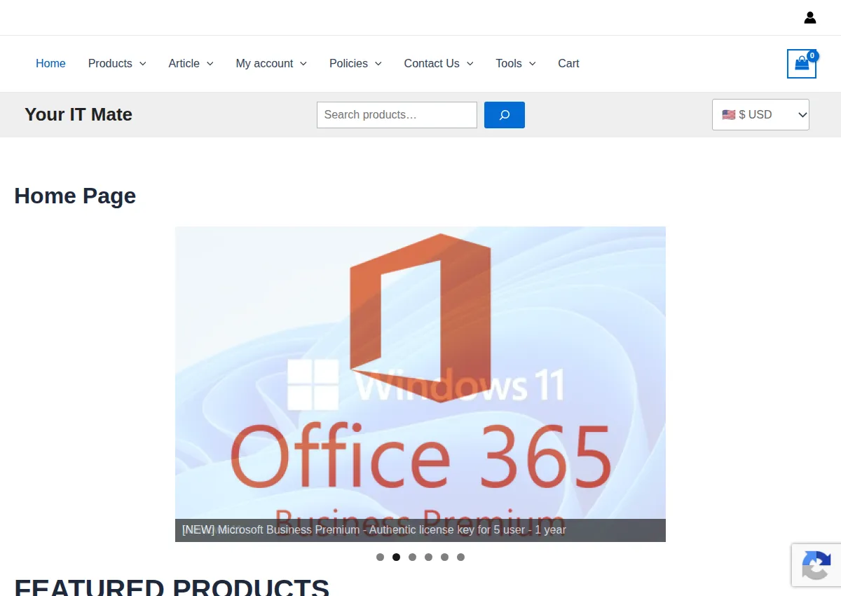 Store homepage