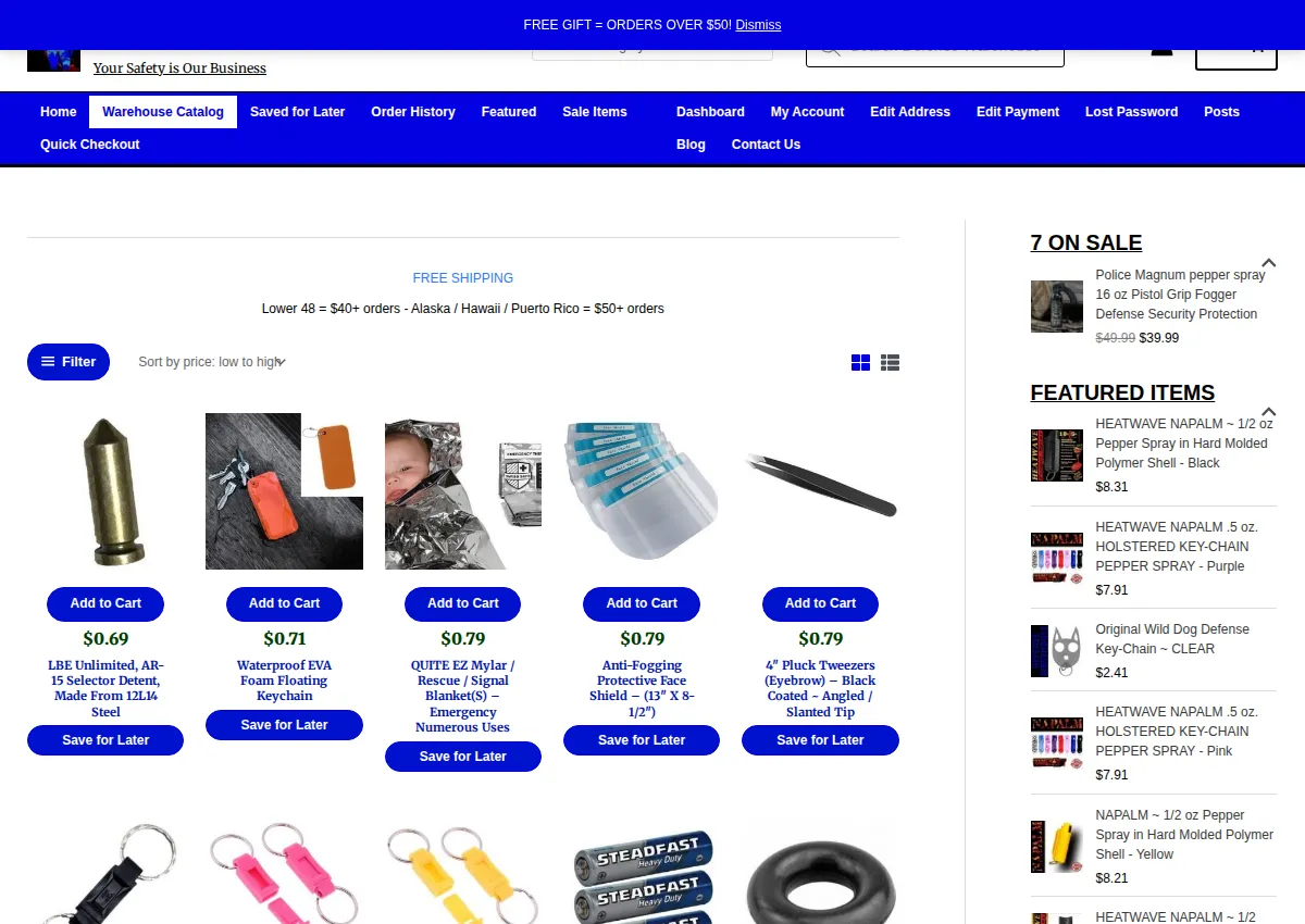 Store homepage