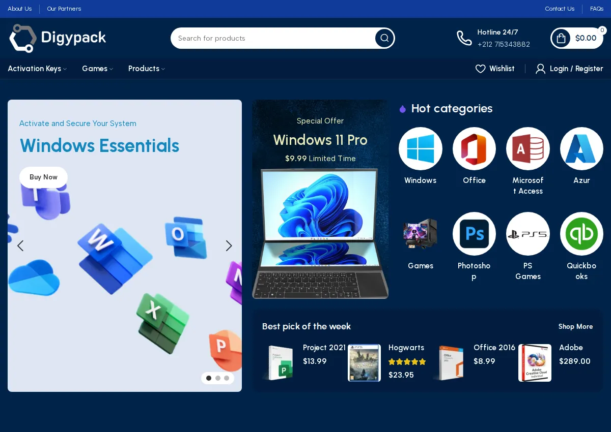 Store homepage