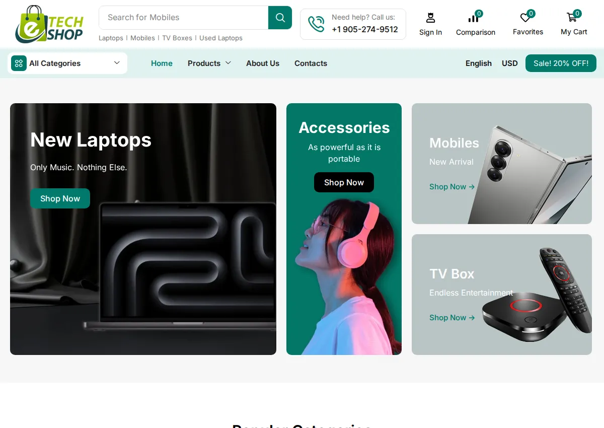 Store homepage
