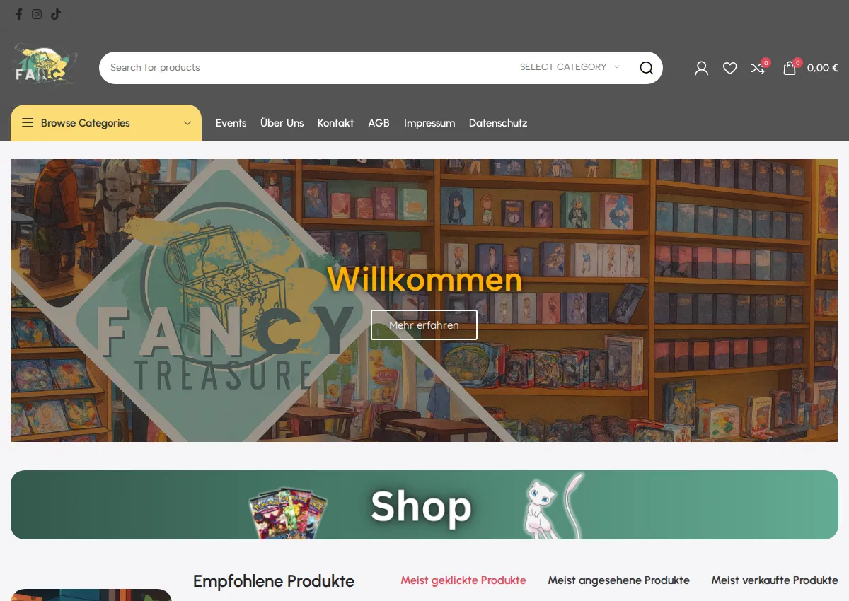 Store homepage