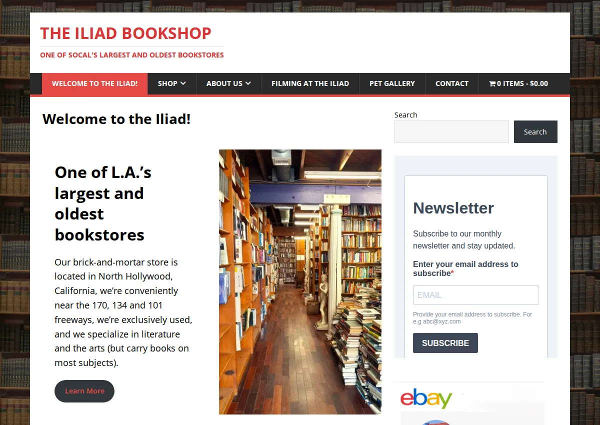 Store homepage