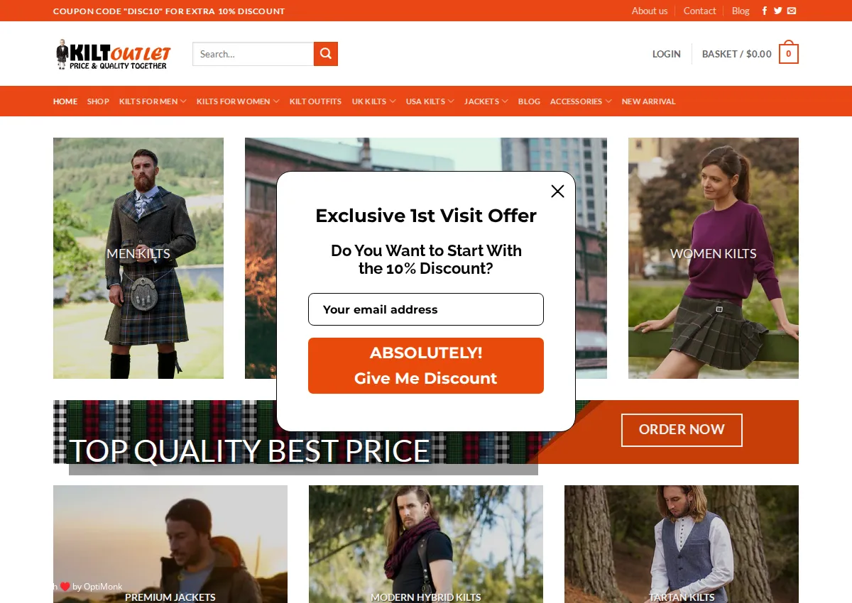 Store homepage