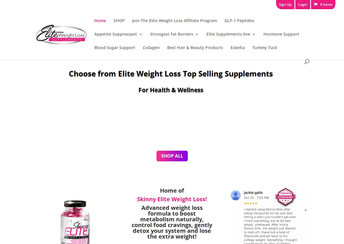 Store homepage