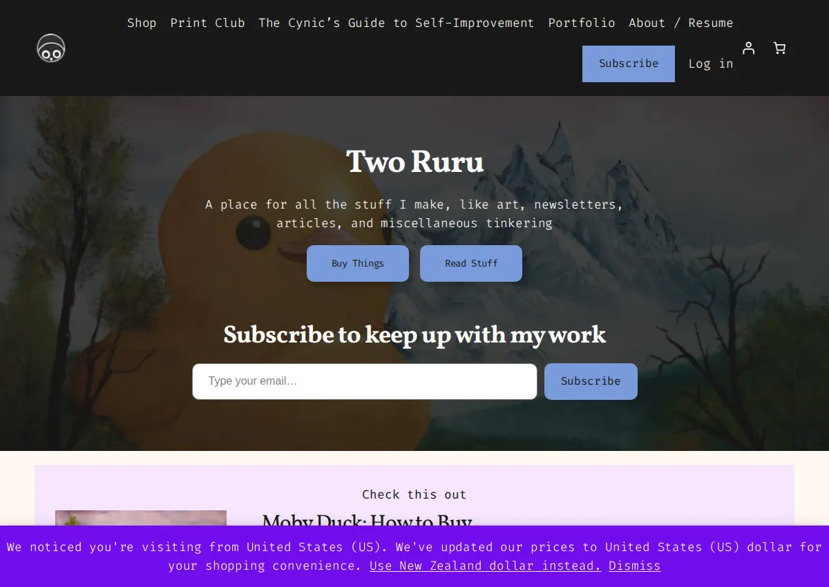 Store homepage