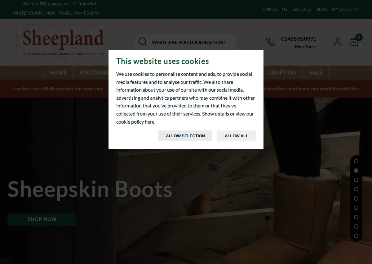Store homepage