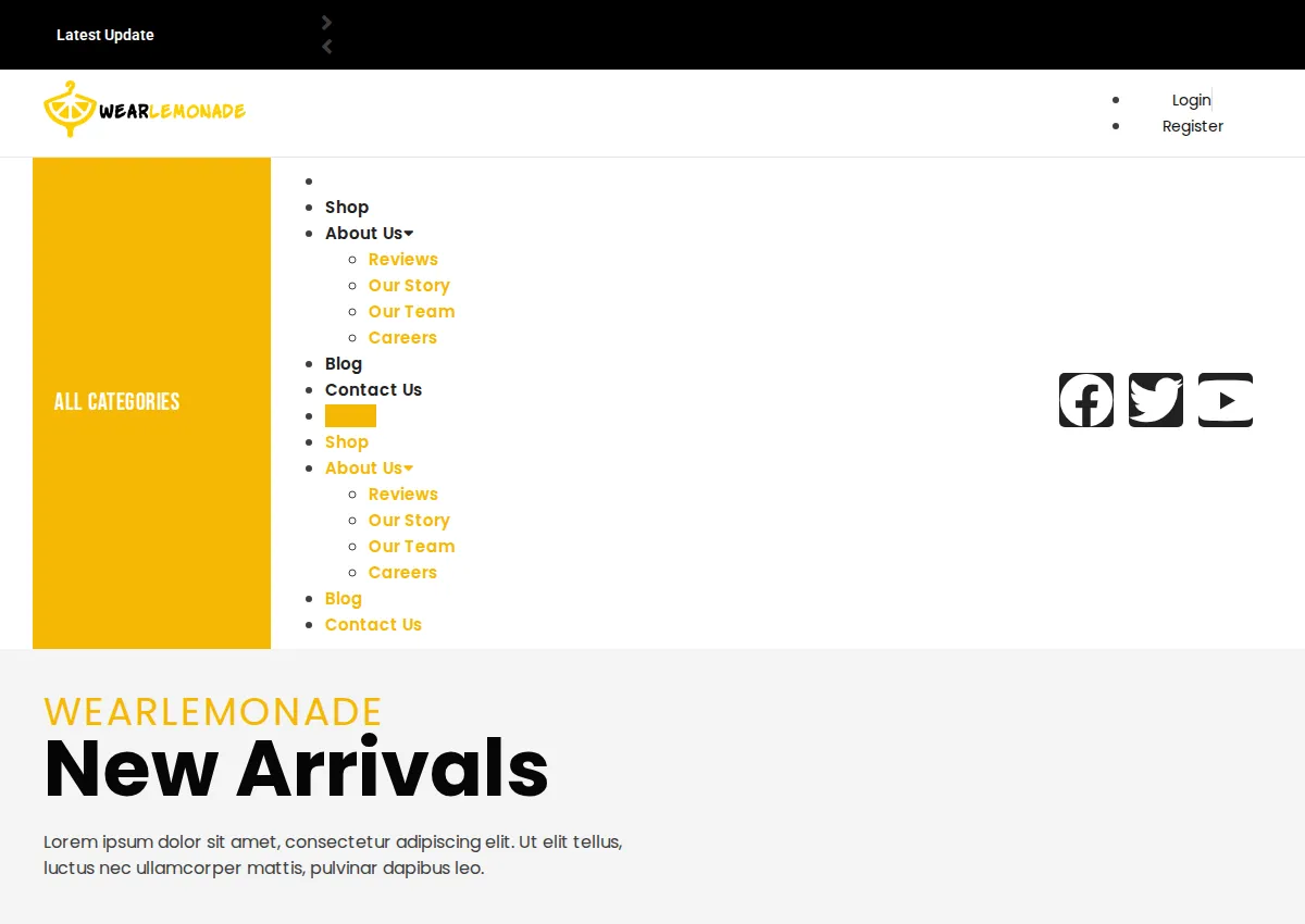 Store homepage