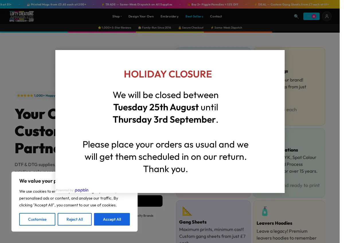 Store homepage