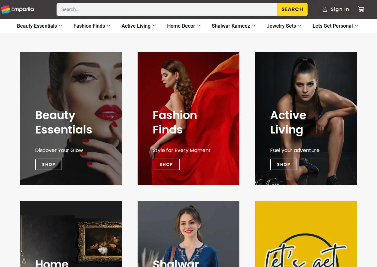 Store homepage