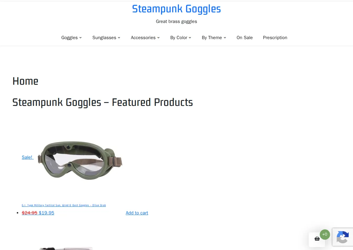 Store homepage