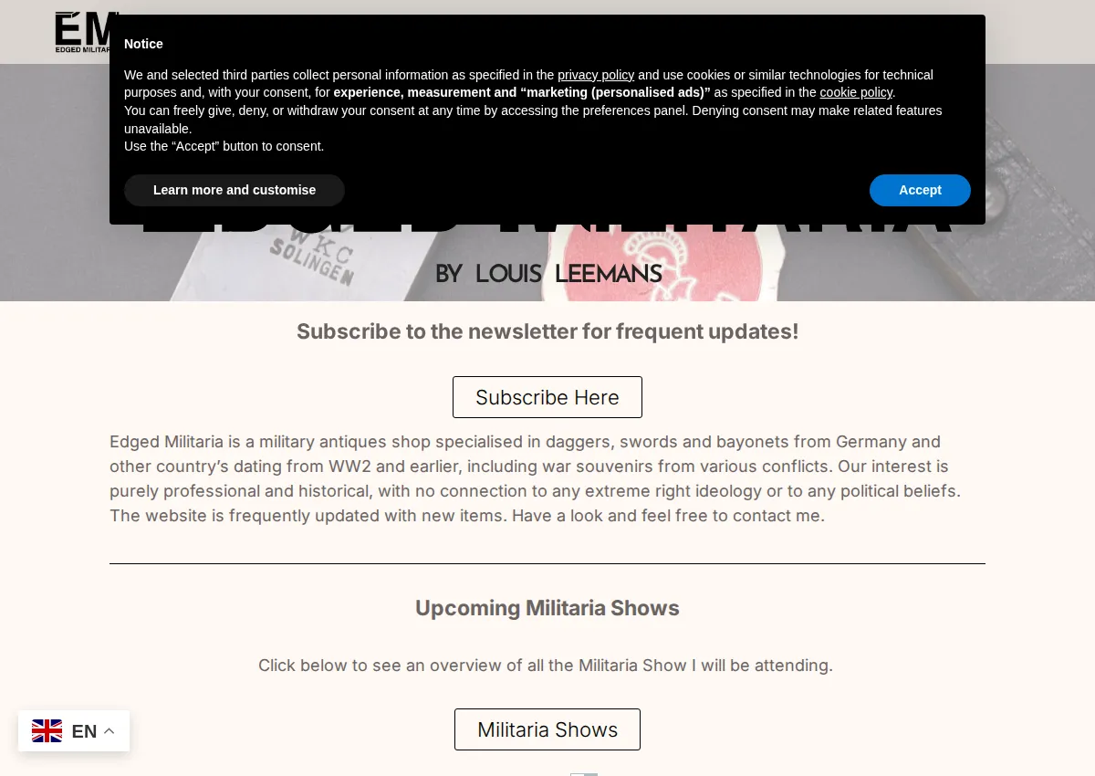 Store homepage