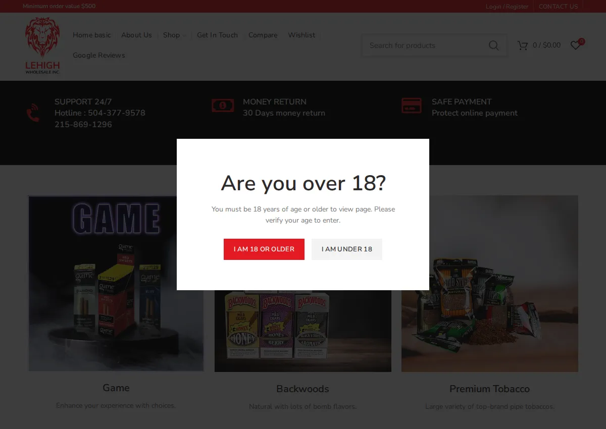 Store homepage