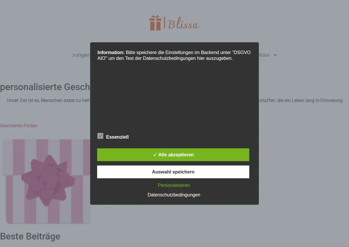 Store homepage