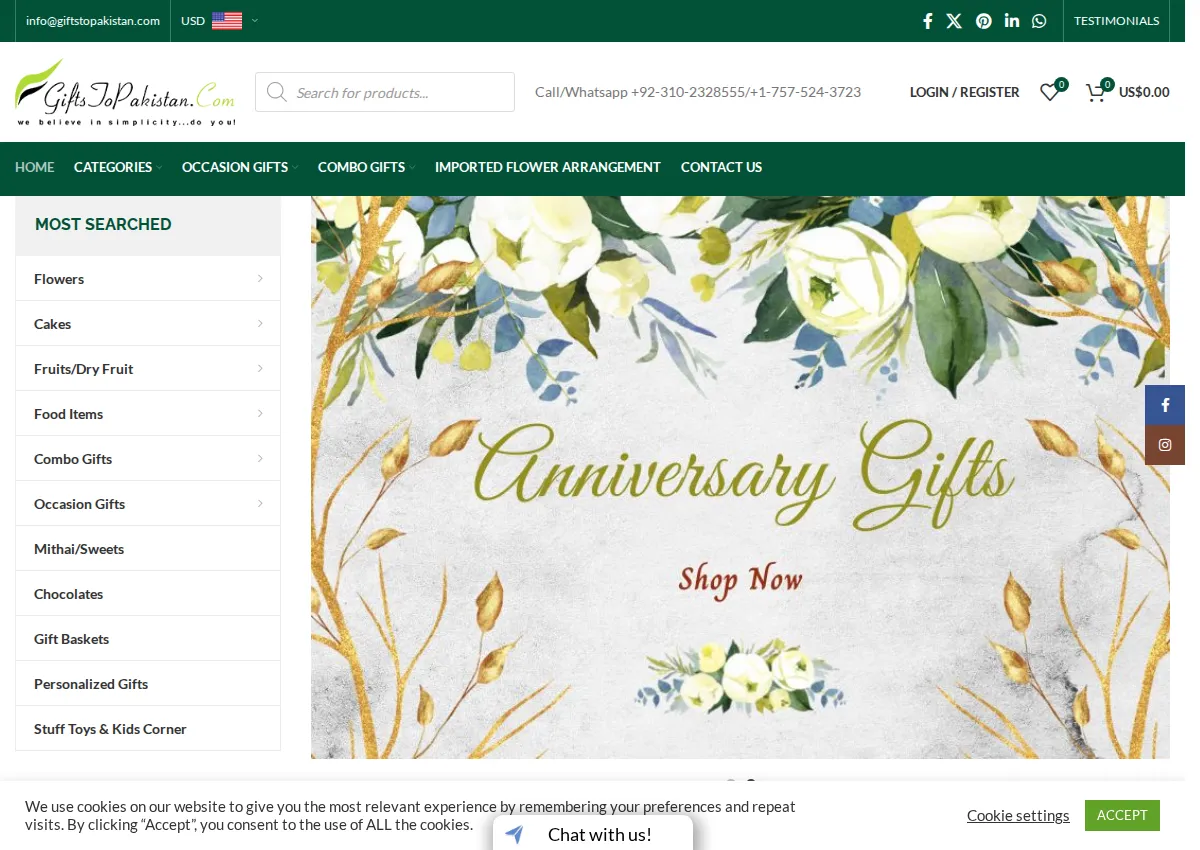 Store homepage