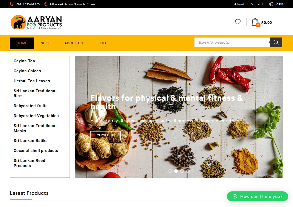 Store homepage