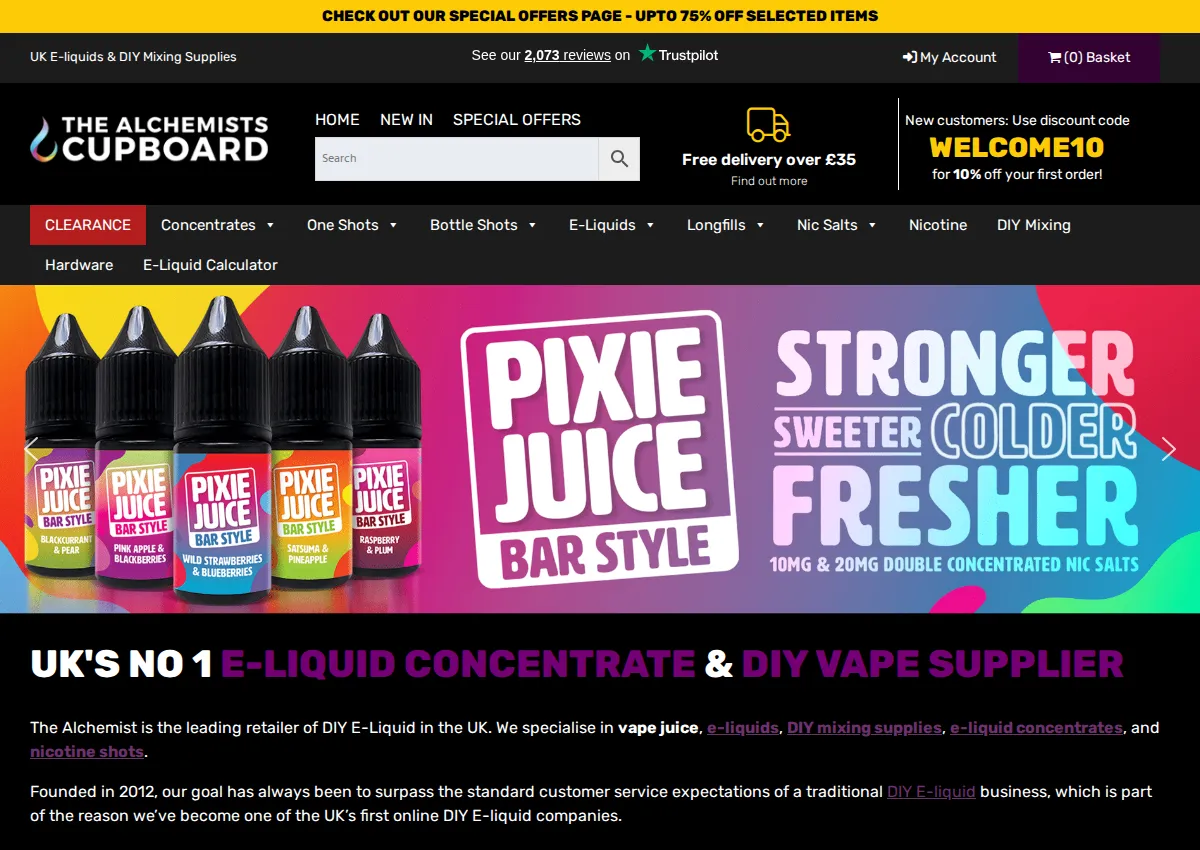 Store homepage