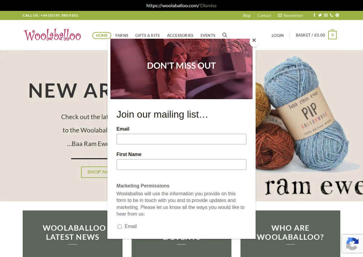 Store homepage