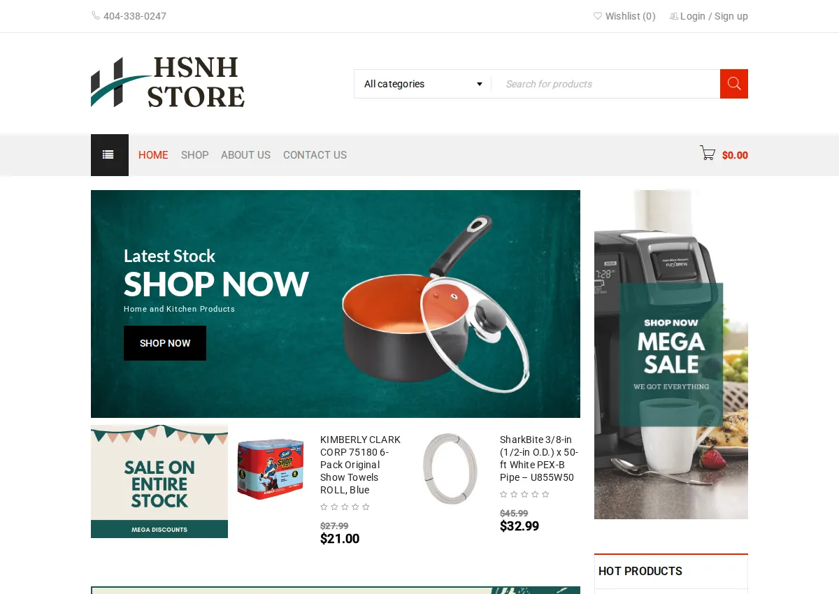 Store homepage