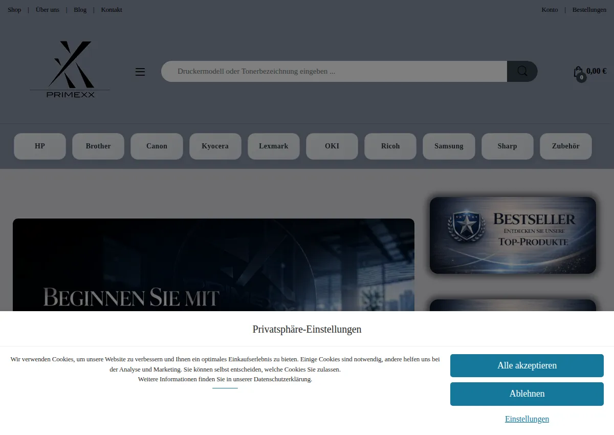 Store homepage