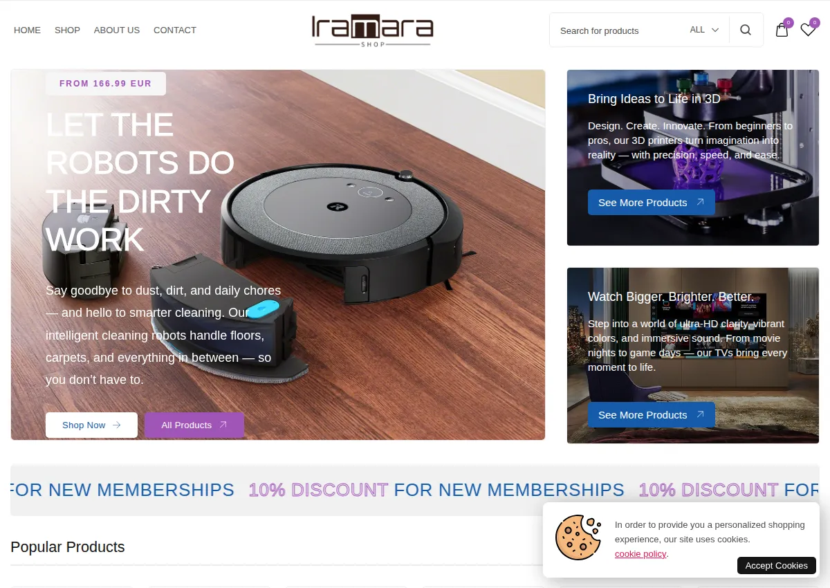 Store homepage