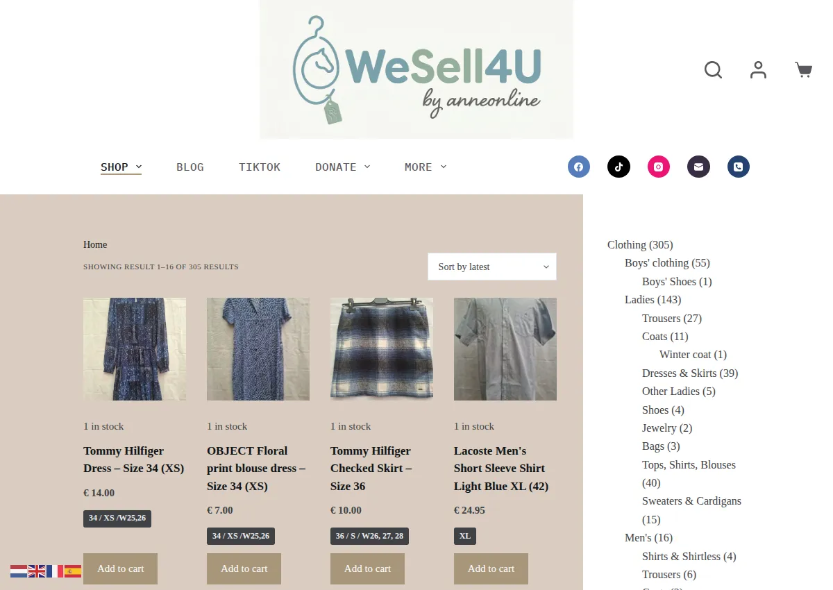 Store homepage