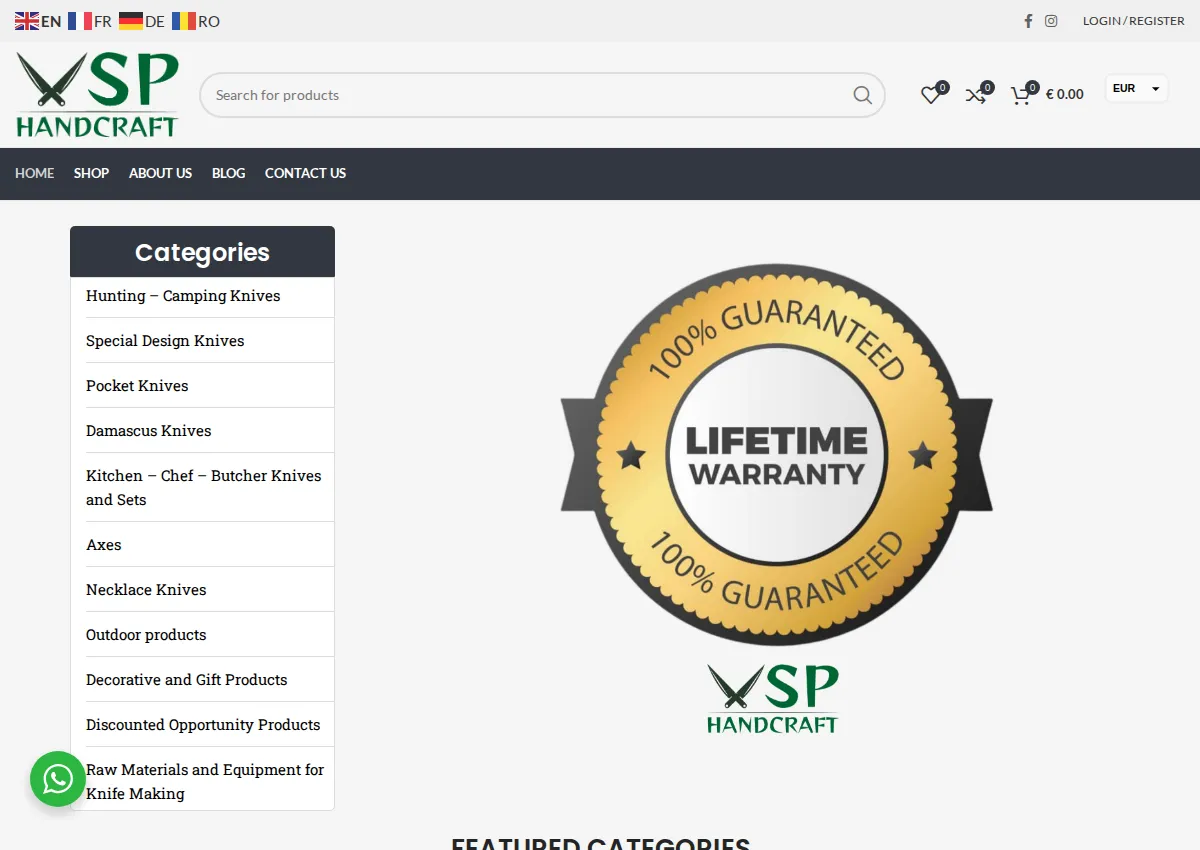 Store homepage