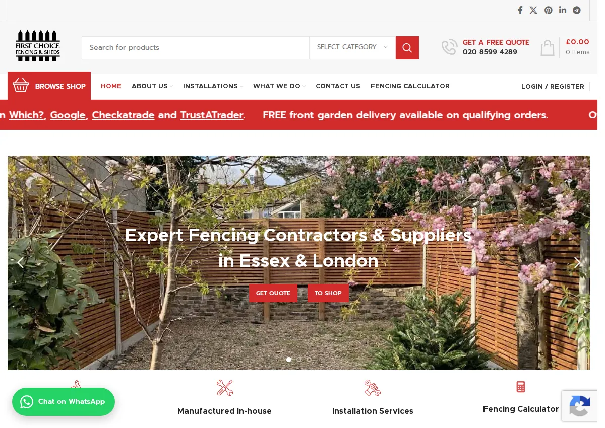 Store homepage