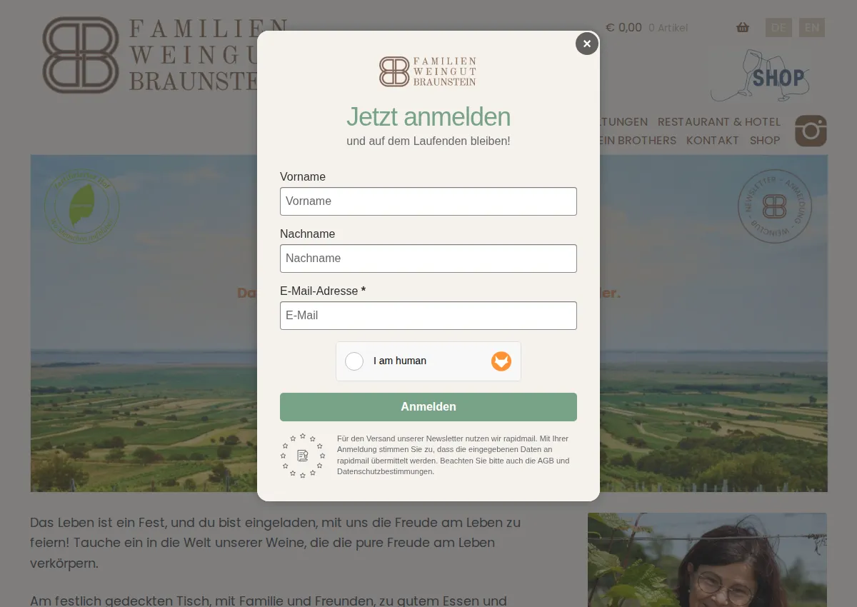Store homepage