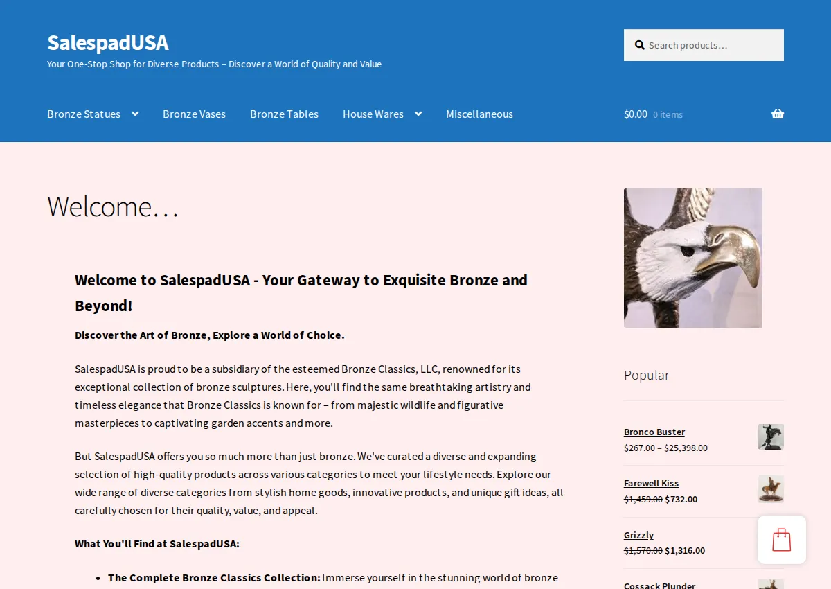 Store homepage