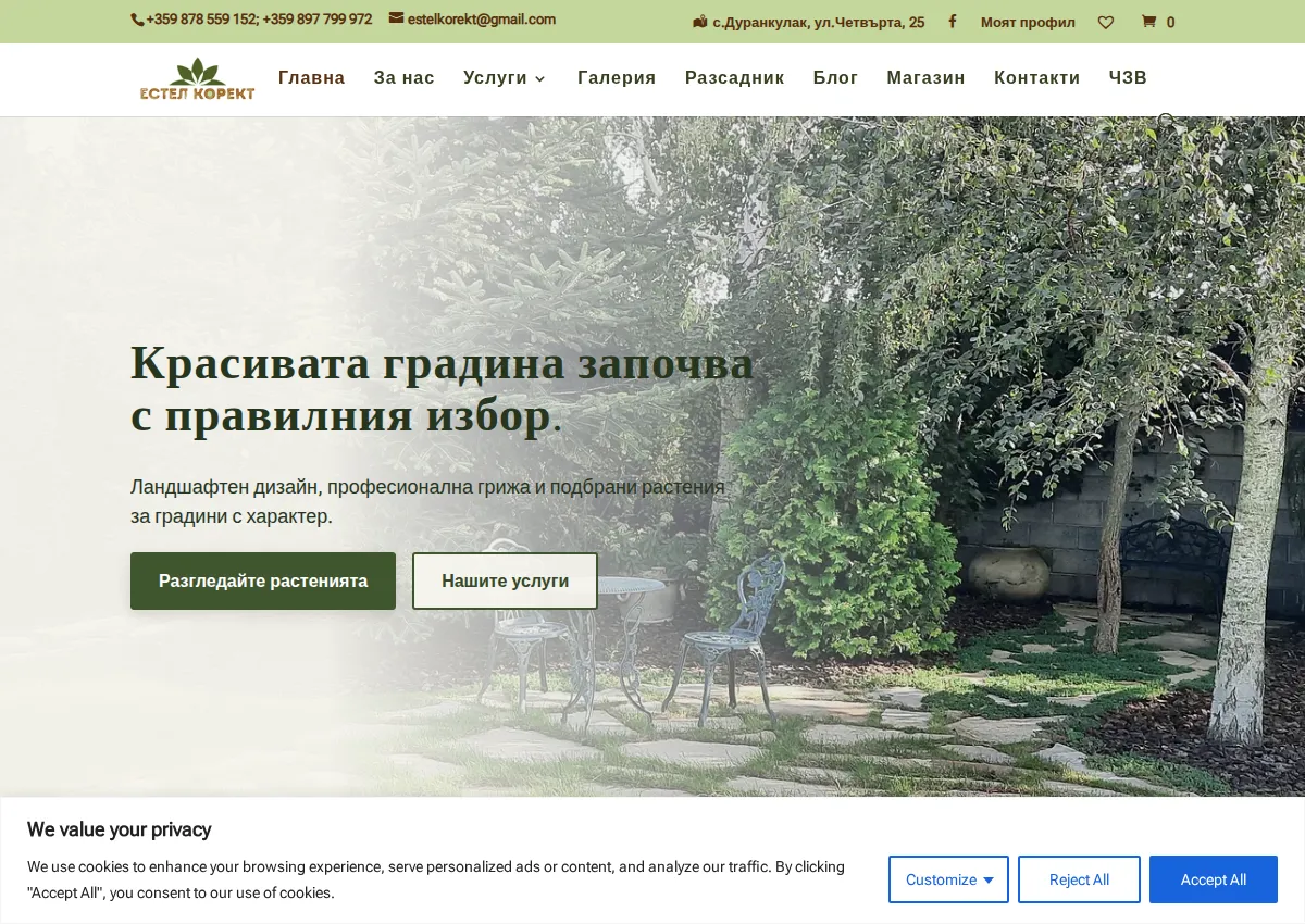Store homepage