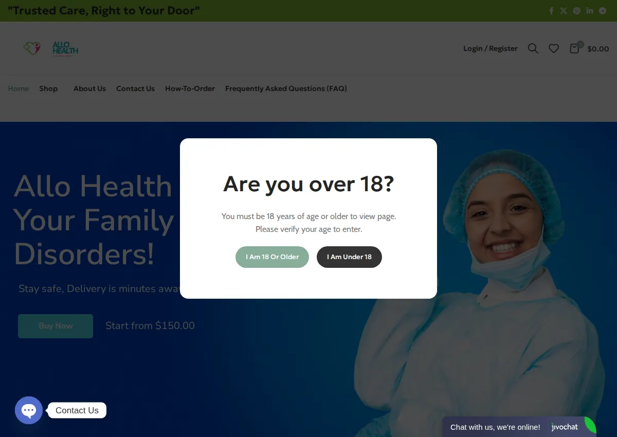 Store homepage