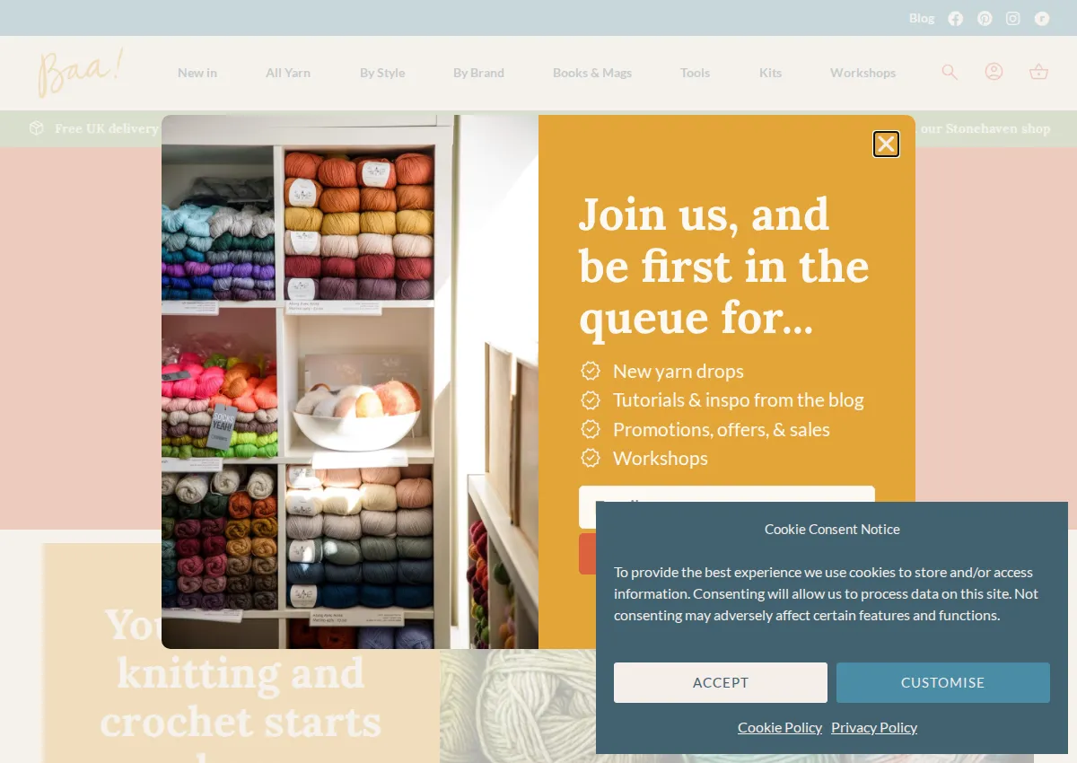 Store homepage