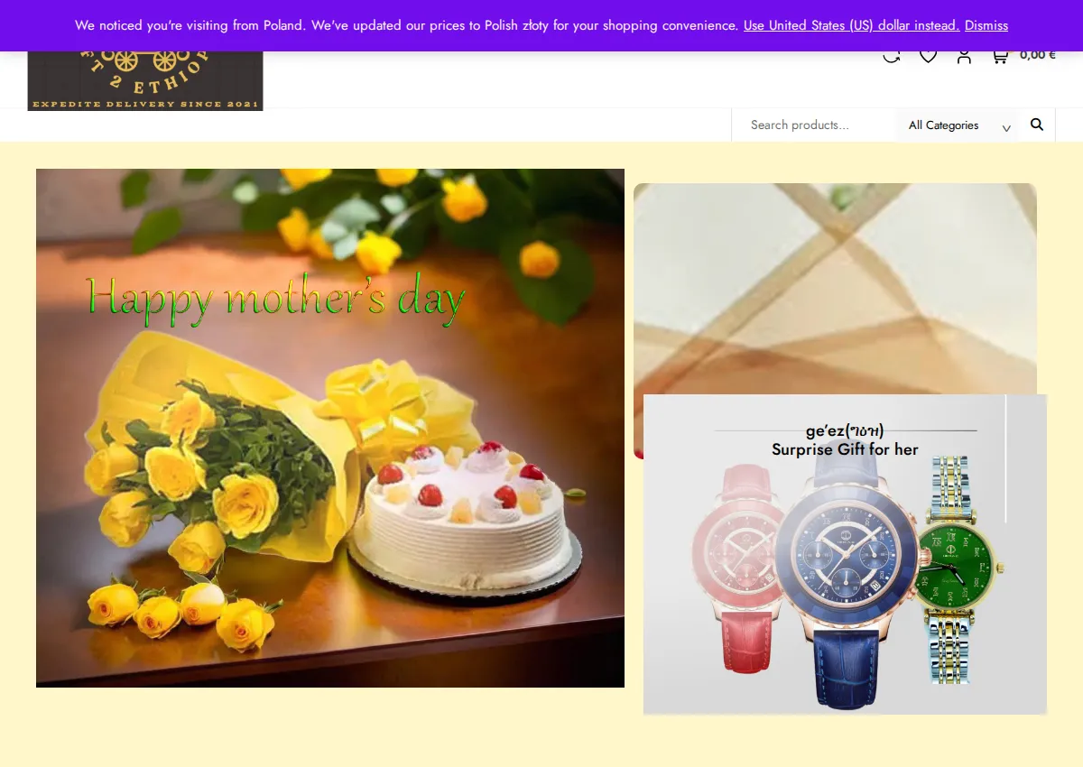Store homepage