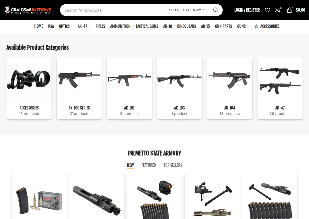 Store homepage