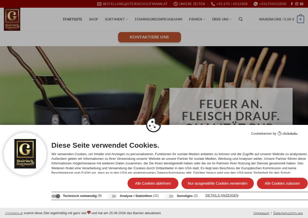 Store homepage