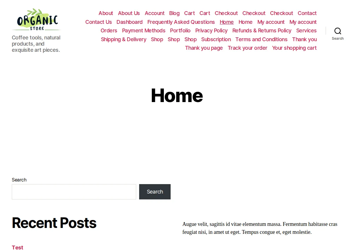 Store homepage