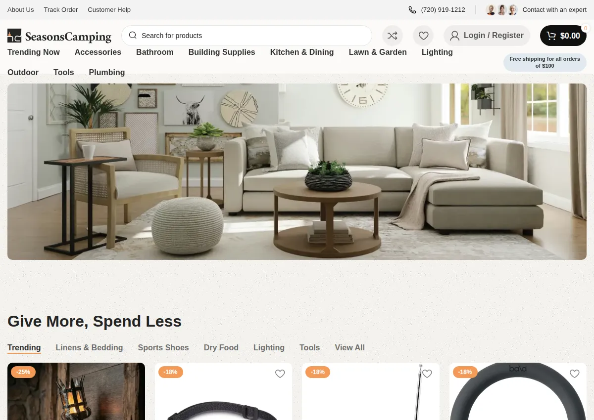 Store homepage