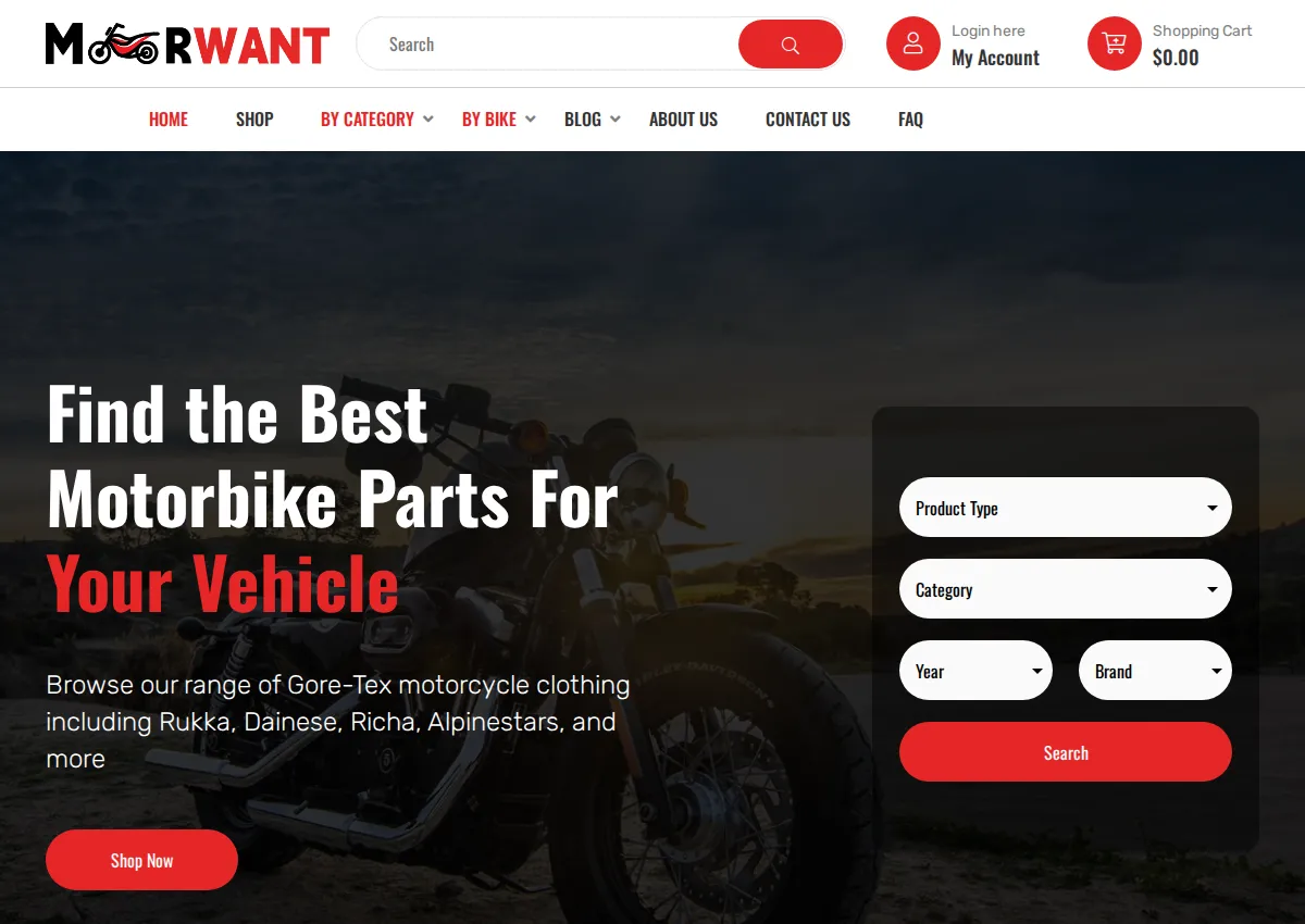 Store homepage