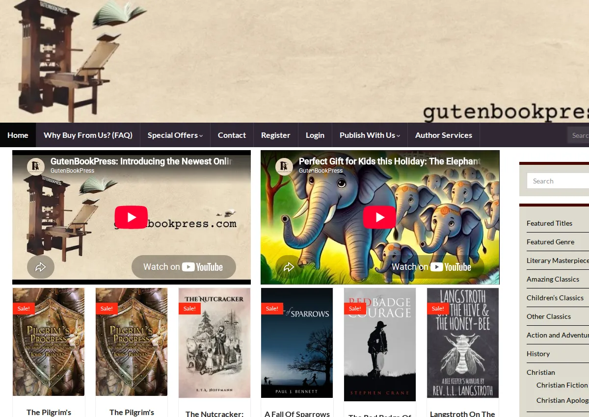Store homepage