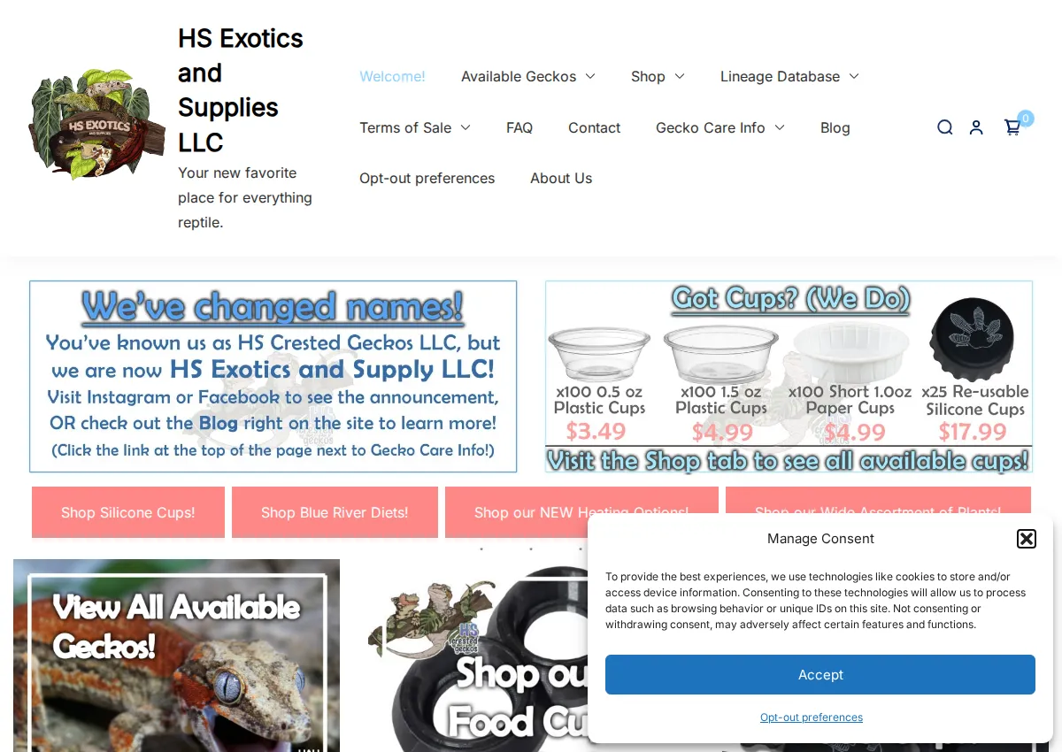 Store homepage