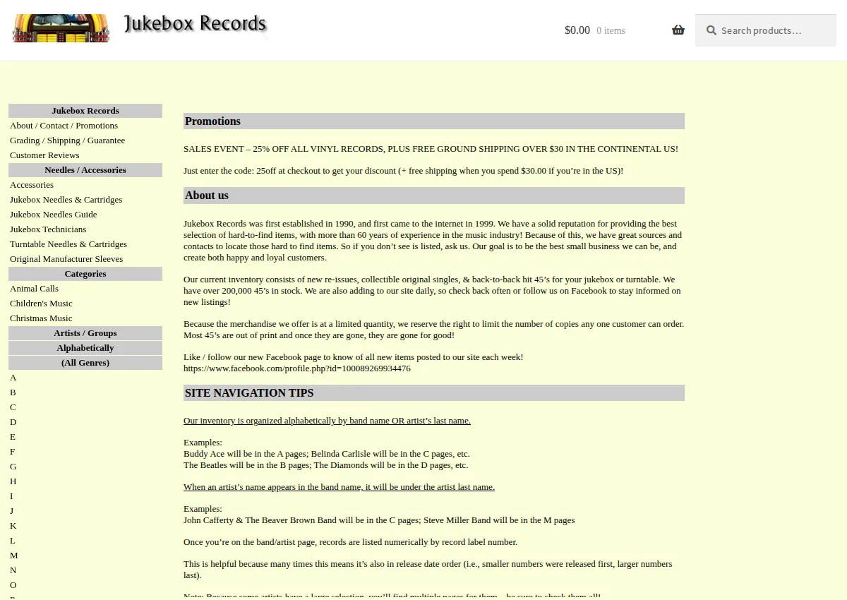 Store homepage