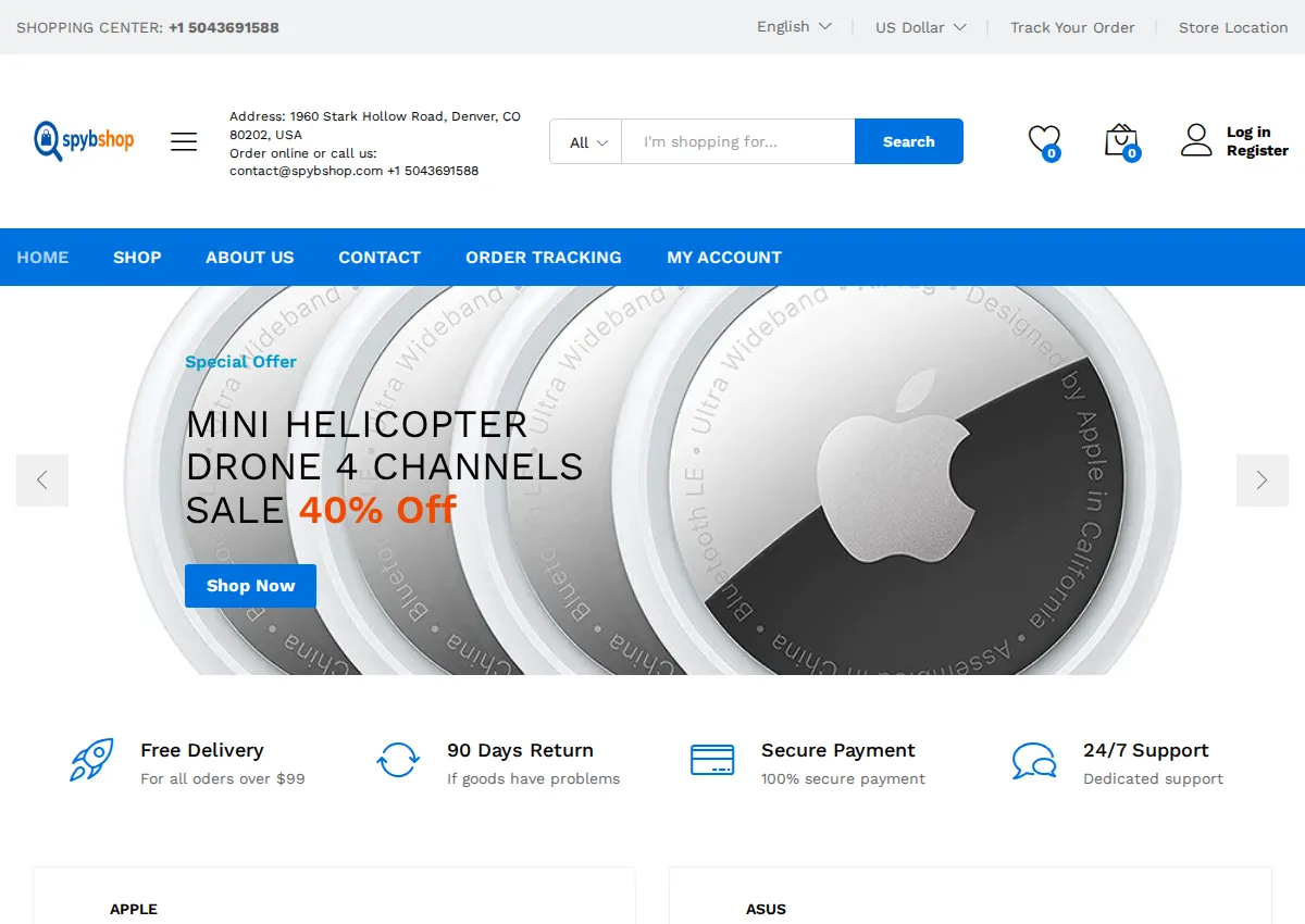 Store homepage