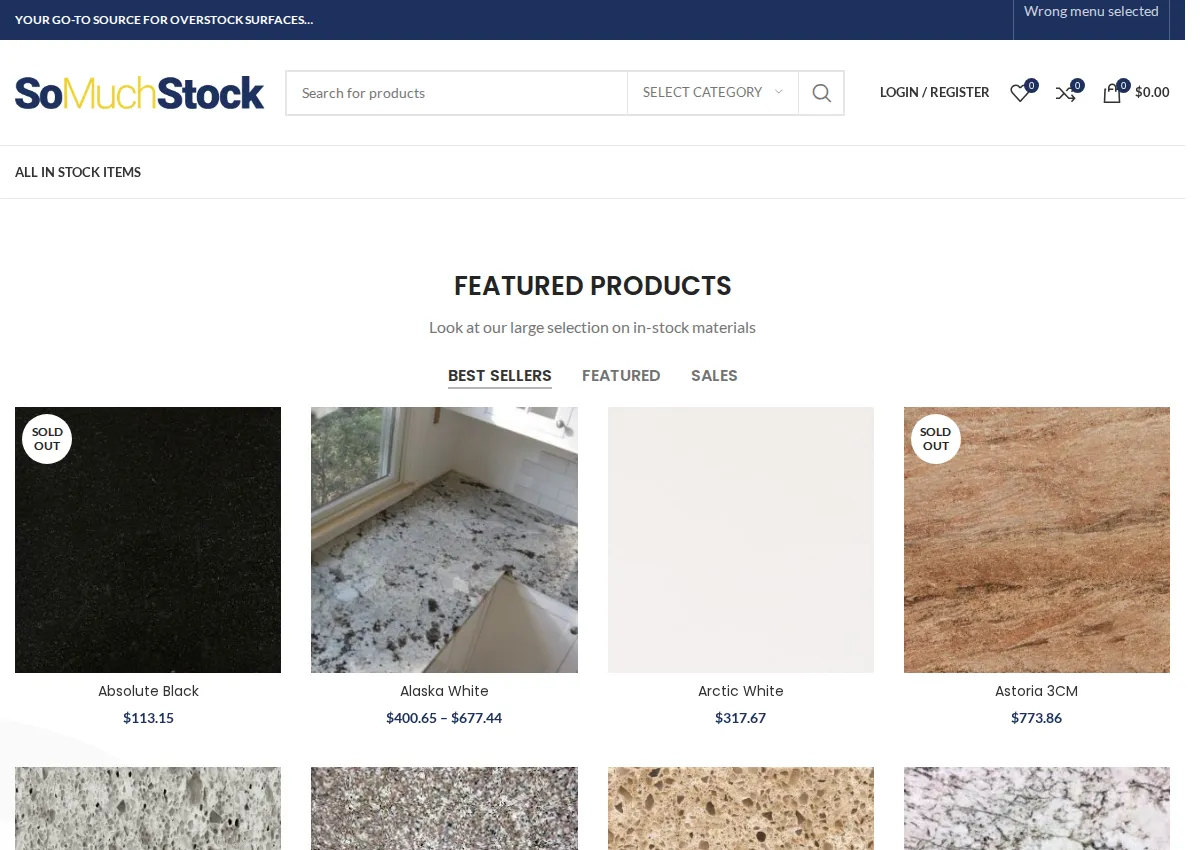 Store homepage