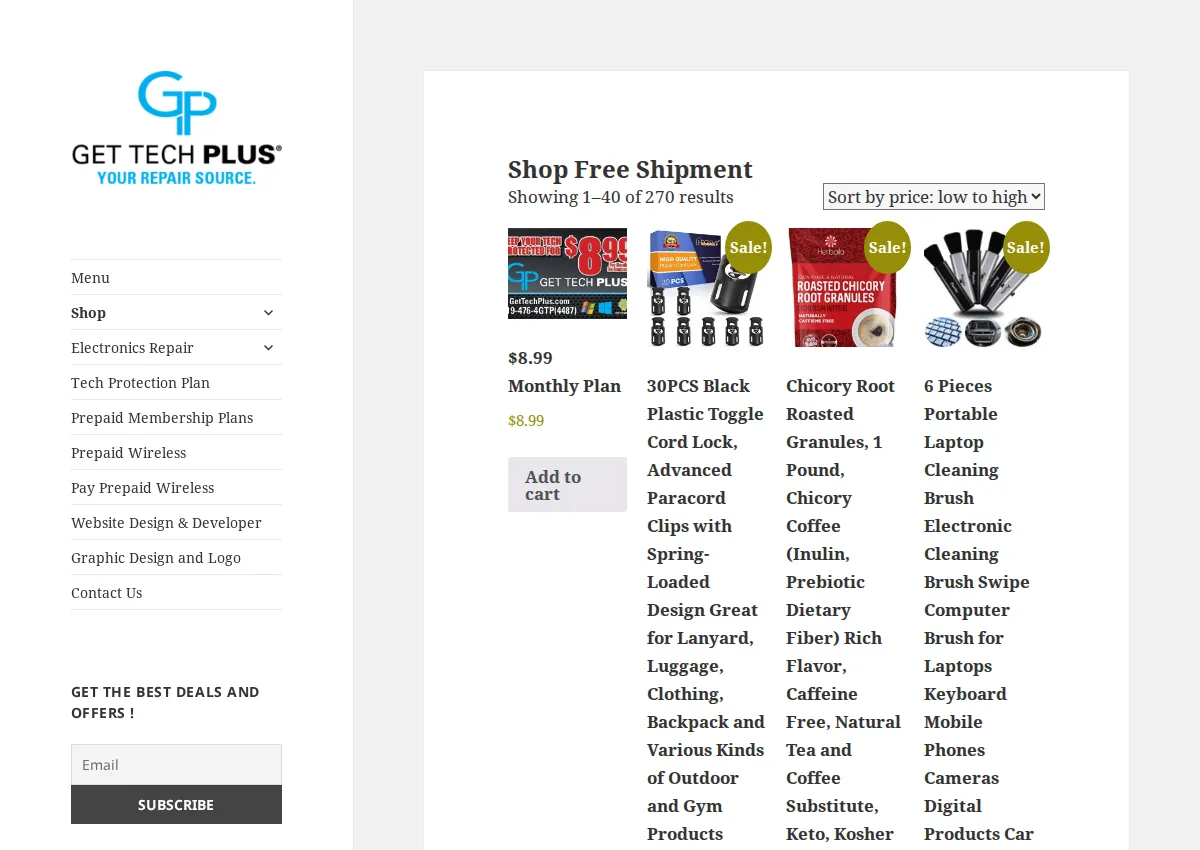 Store homepage