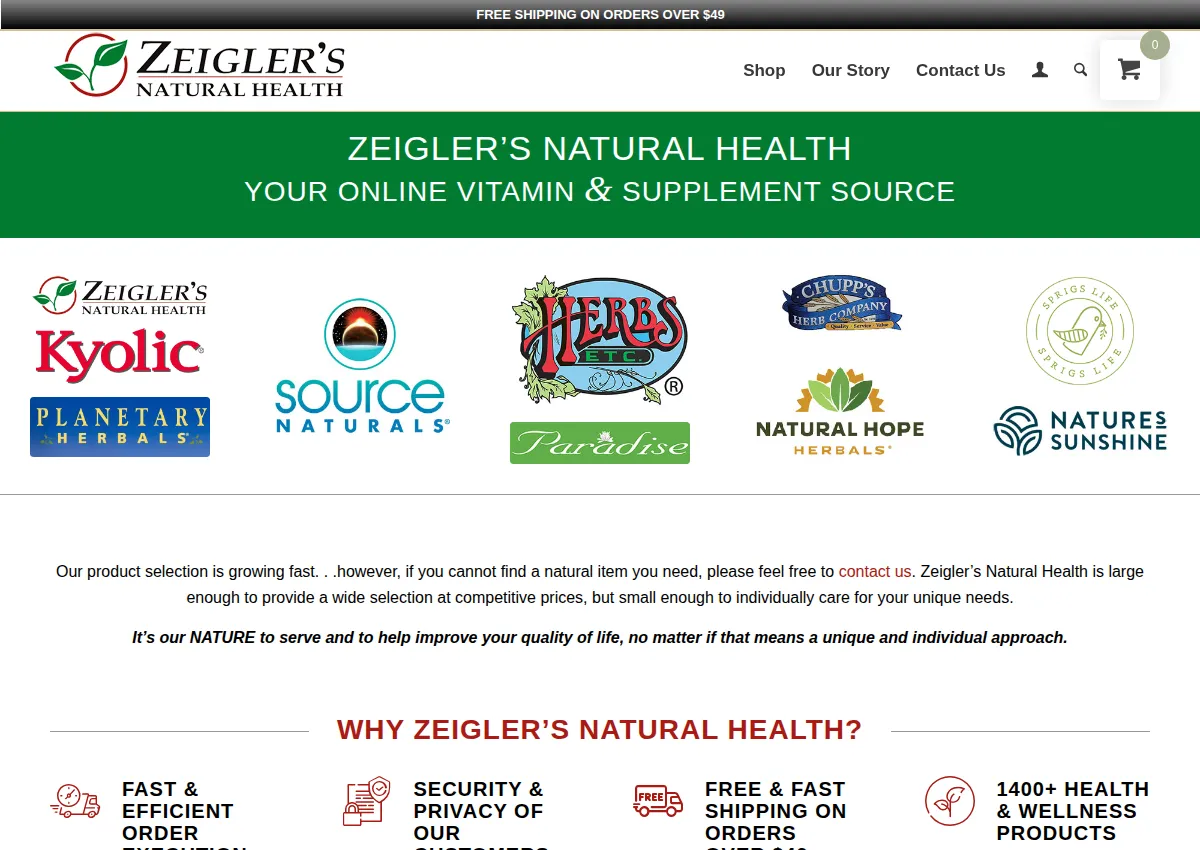 Store homepage
